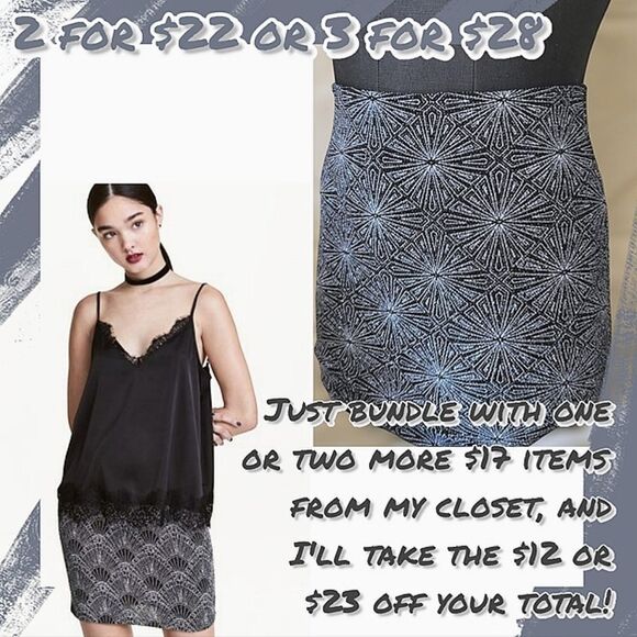 H&M Black/Silver Glittery Mini Skirt size XS - Picture 1 of 12